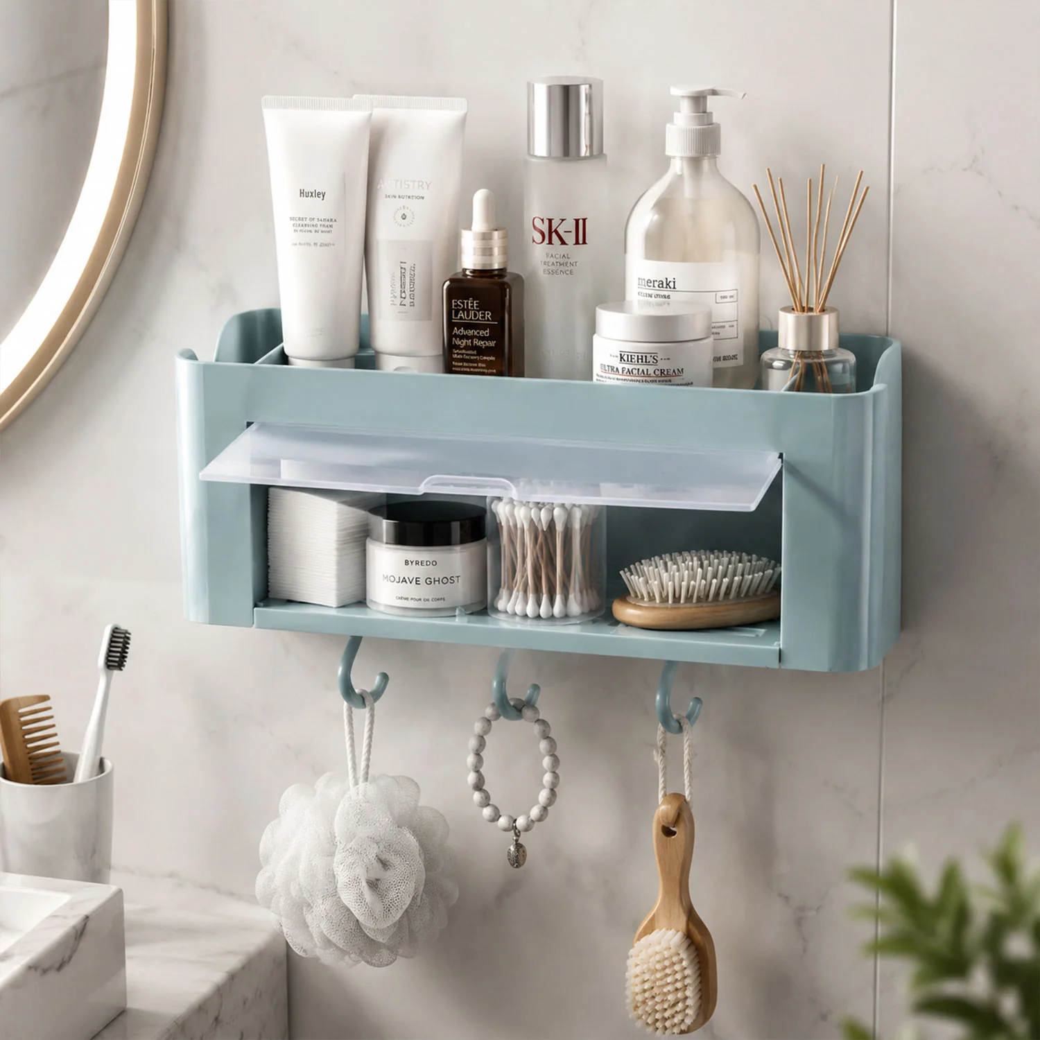 Wall Mounted Storage Organizer Shelf Bathroom Kitchen Solution - Image 3