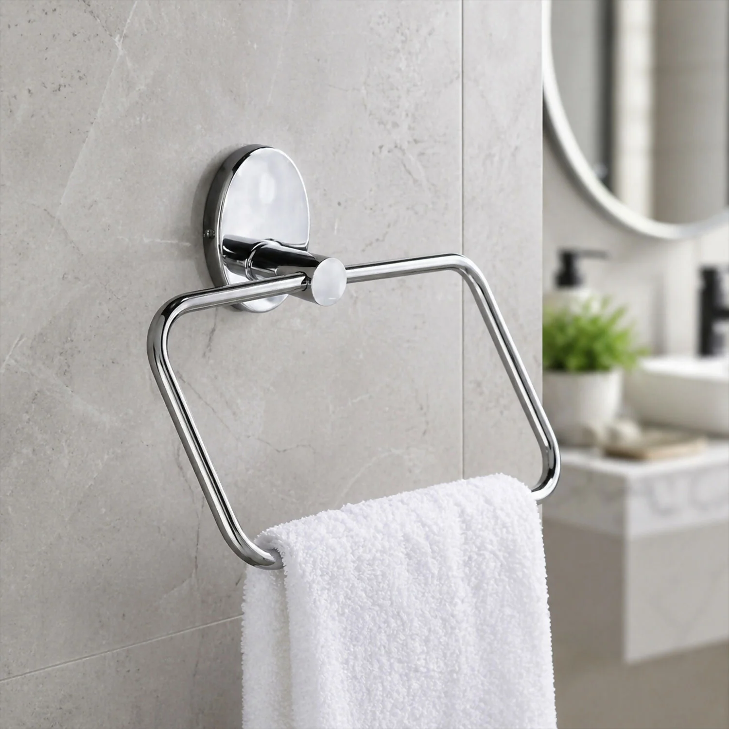 Wall Mounted Square Towel Ring – Space-Saving Bathroom Organizer - Image 4