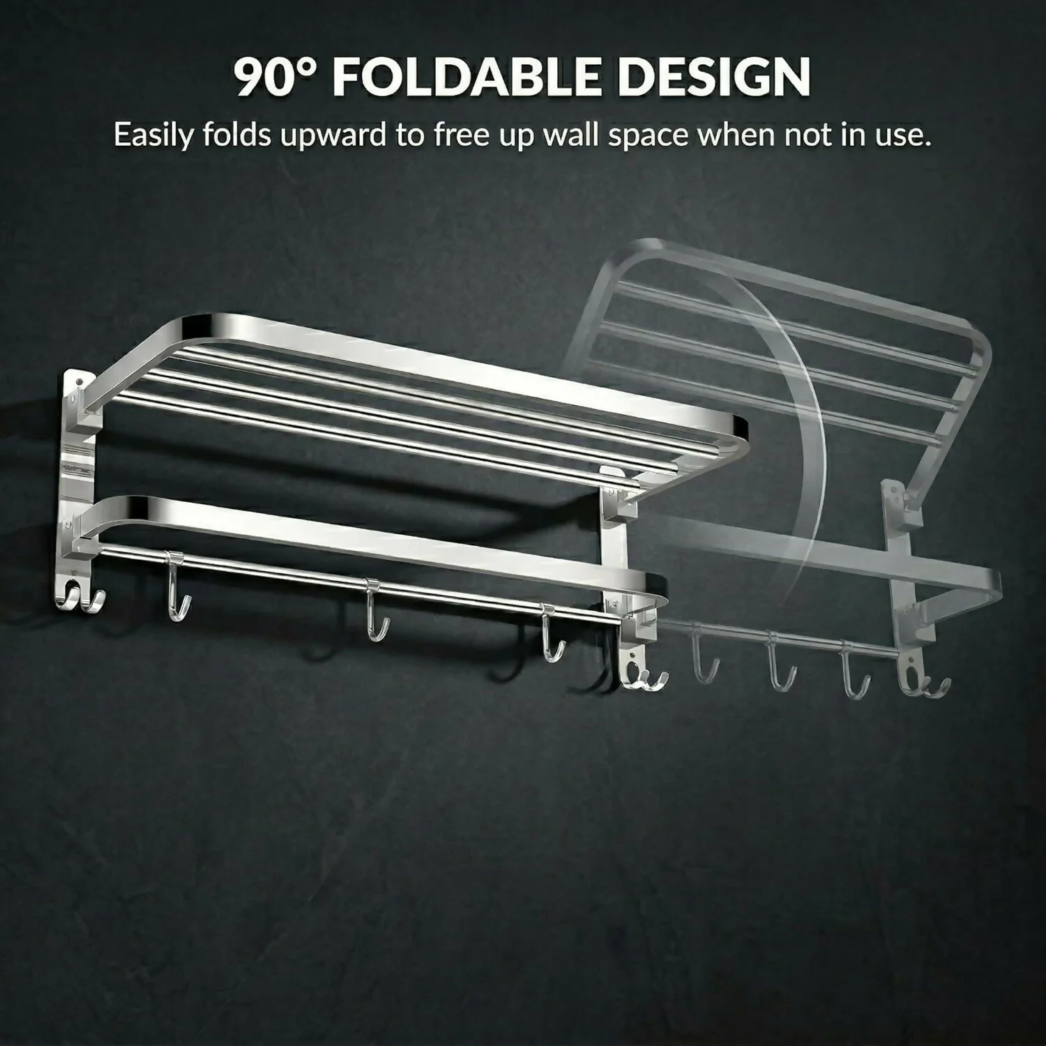 Wall Mounted Stainless Steel Towel Rack – Space-saving & Durable for Bathrooms - Image 2