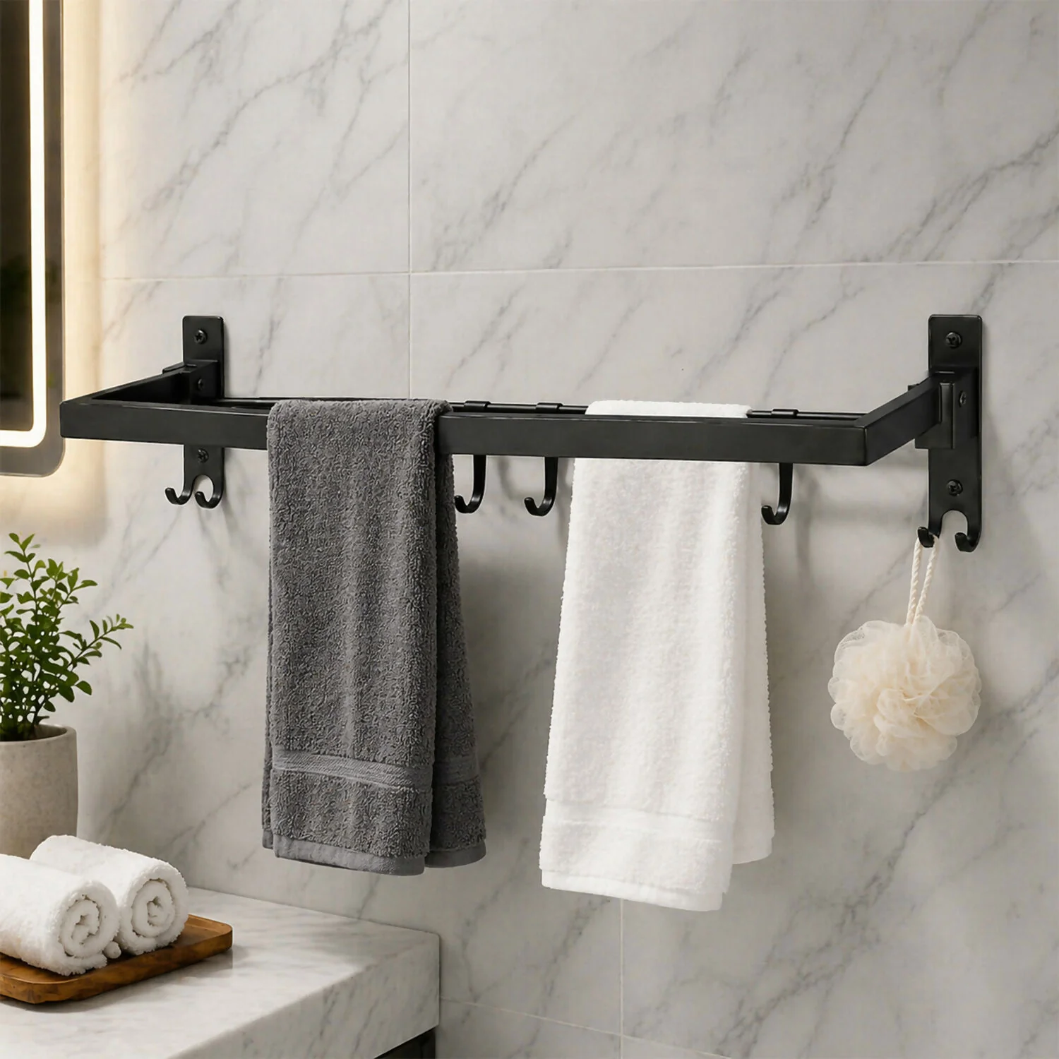 Wall Mounted Stainless Steel Towel Rod – Space-Saving Bathroom Organizer - Image 3