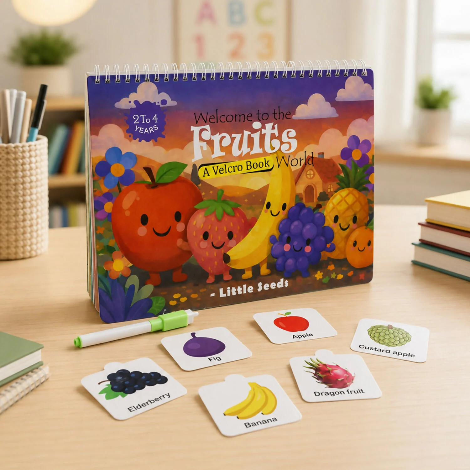 Velcro Kids Book – Fun Learning with Fruits for Ages 2-4