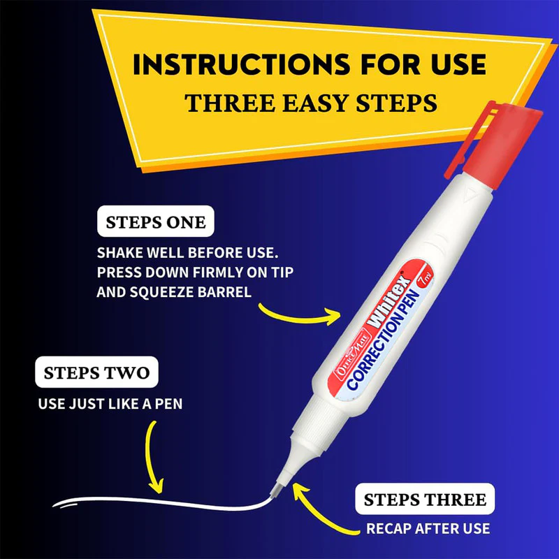 White Correction Pen – 7ml Fine Metal Tip with Quick Dry Formula - Image 4