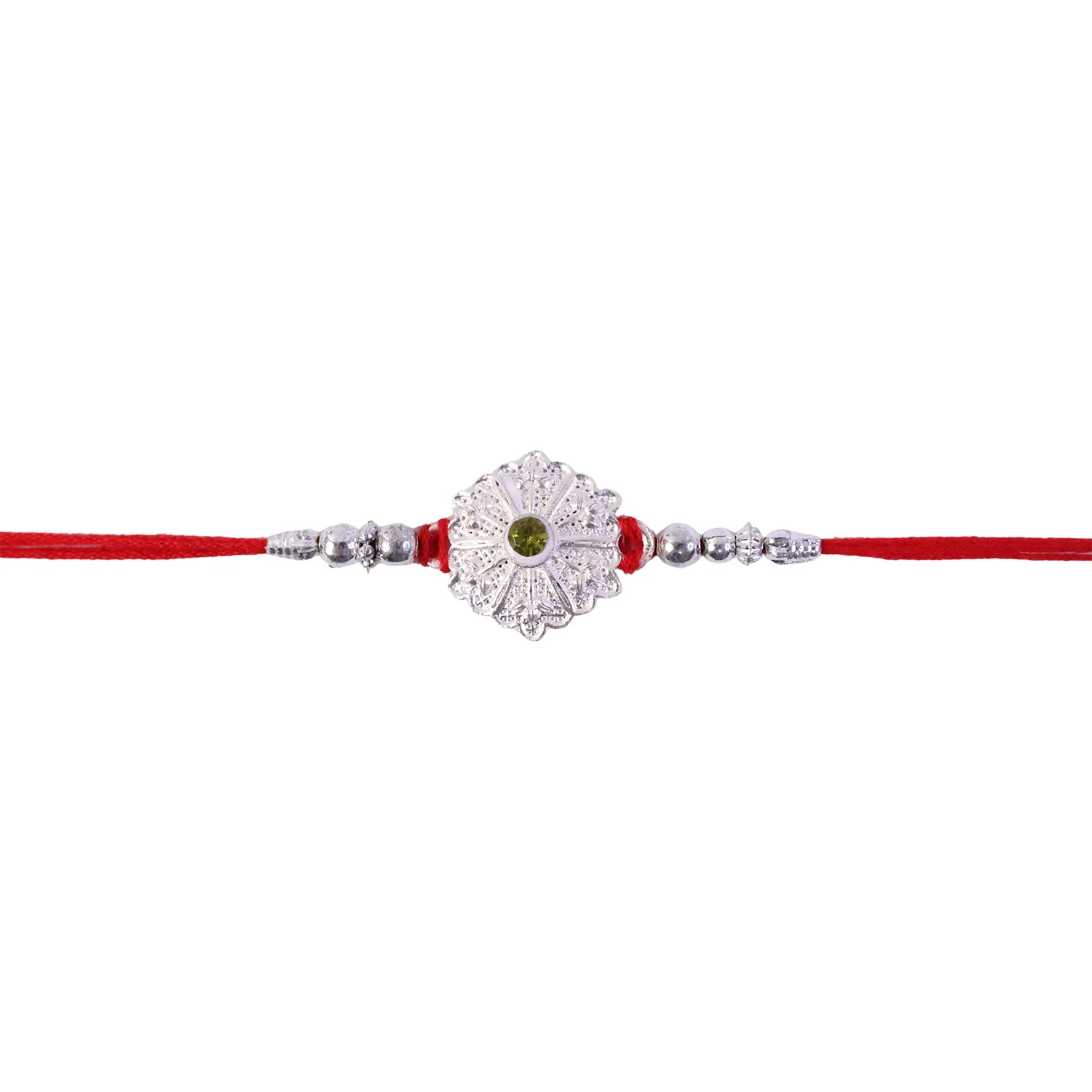 Rakhi – Traditional Design with Beaded & Green Stone Accents - Image 5