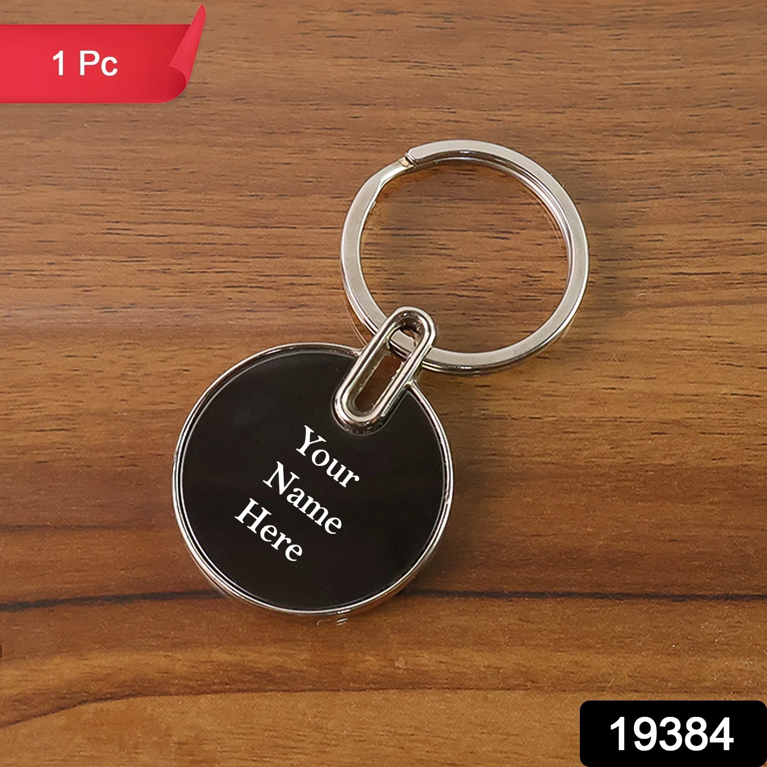 Black Round Metal Keychain – Durable Sleek Minimalist Key Holder - Image 2