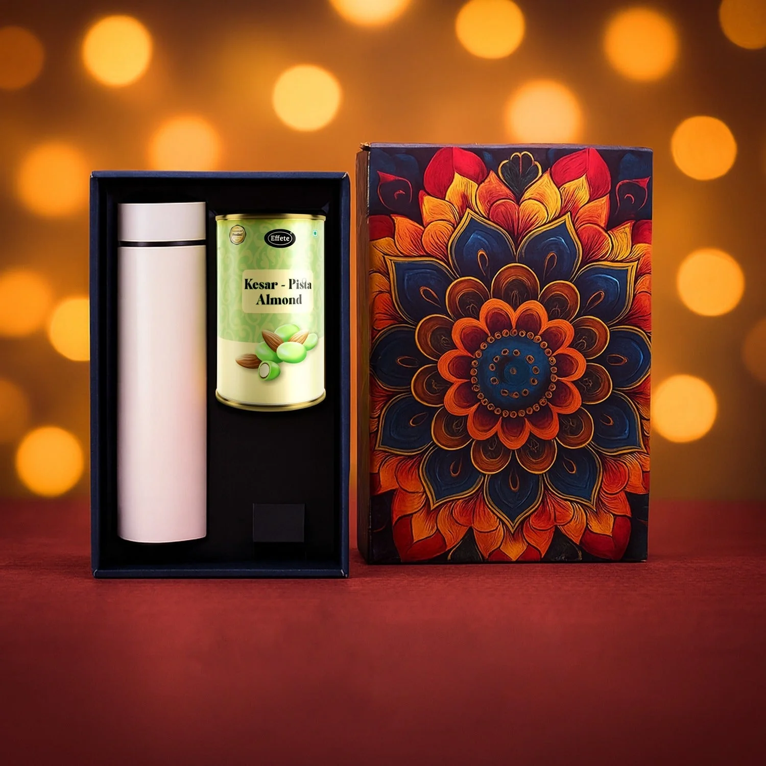 Kesar Pista Gift Hamper – Custom Stainless Steel Bottle Set - Image 2