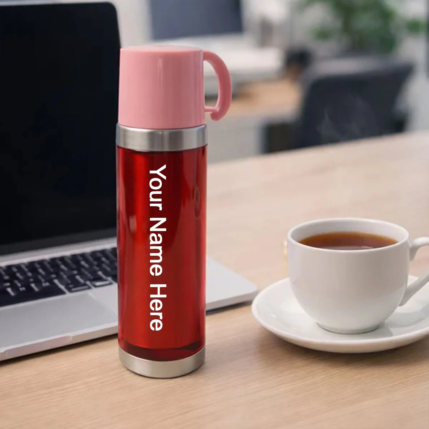 Insulated Travel Mug – Handle Lid & Stainless Steel Base 500ml