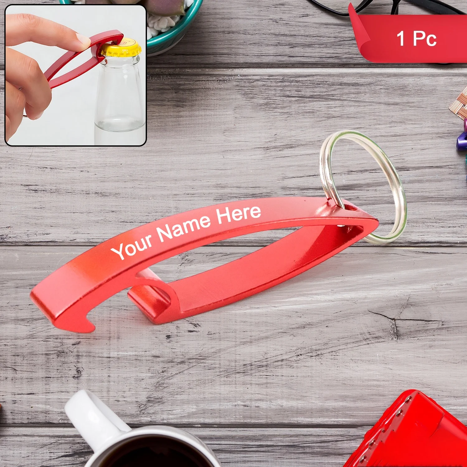 Compact Metal Bottle Opener Keychain – Durable 2-in-1 Design