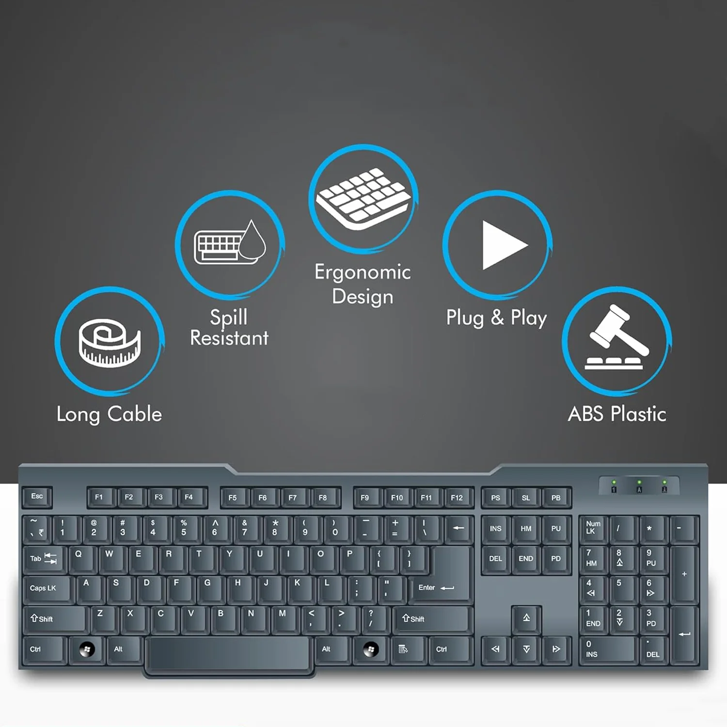 Wired USB Keyboard – Ergonomic 104 Keys for Office & Home | Indo Glow - Image 4