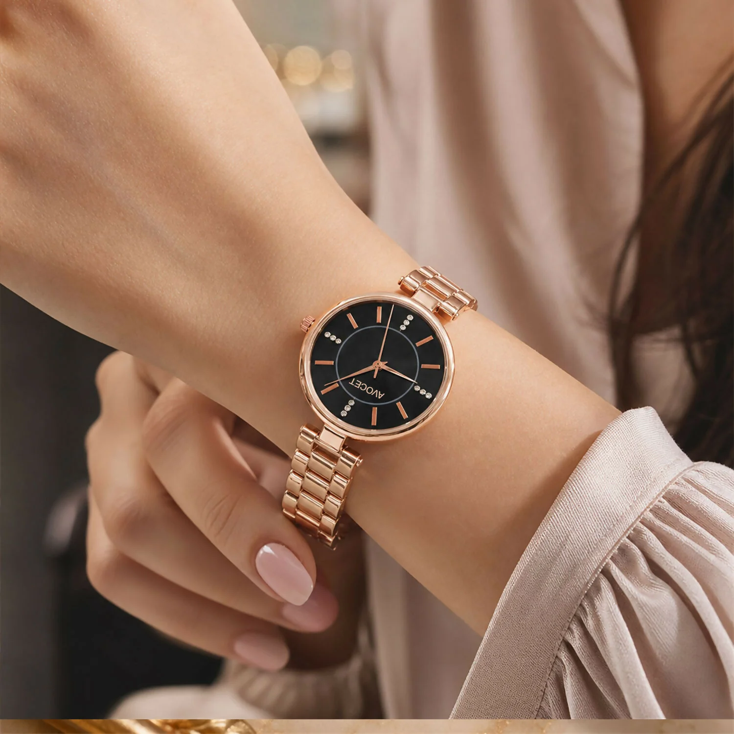 Women’s Rose Gold Metal Strap Watch – Elegant & Stylish Accessory - Image 3