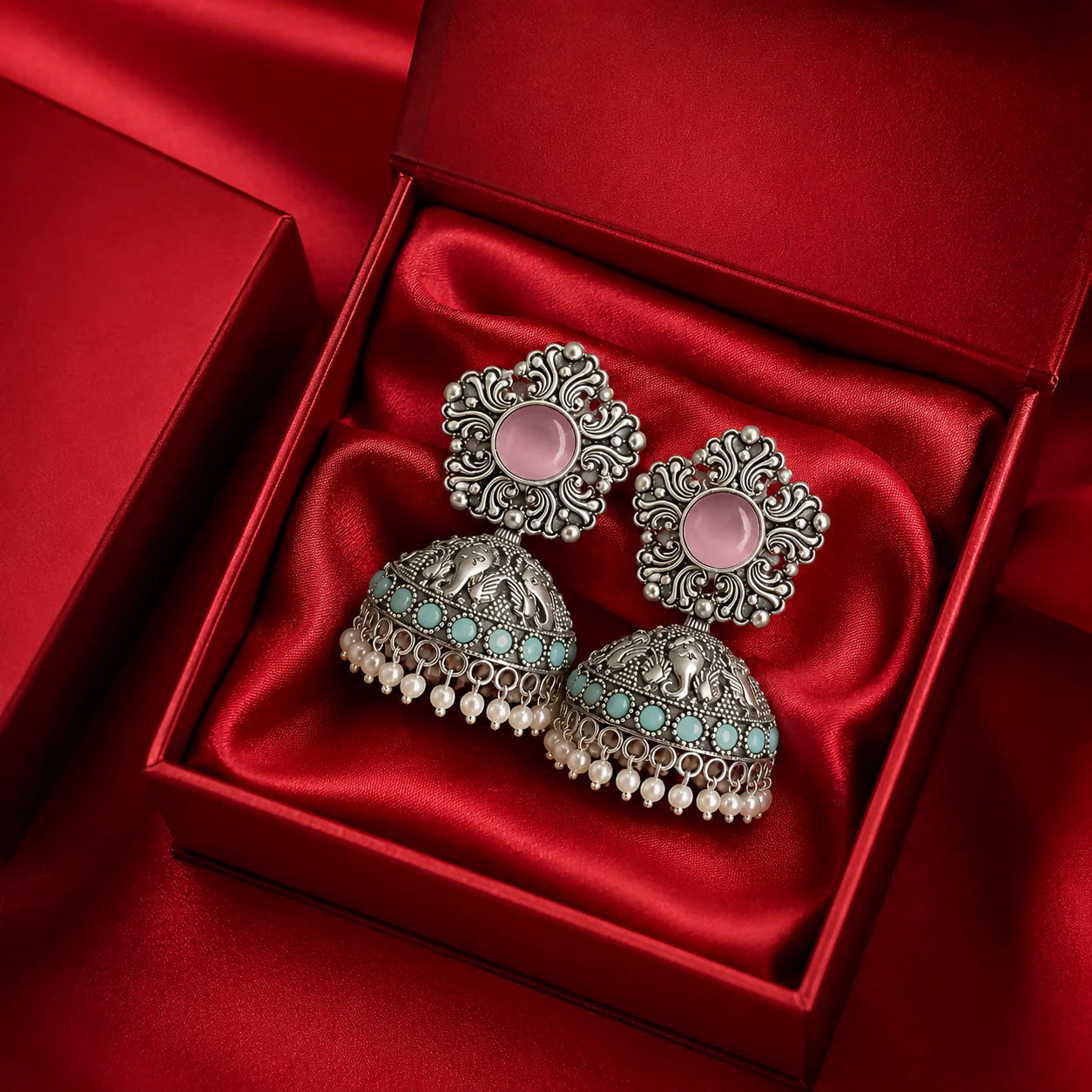 Women's Oxidized Silver Jhumka Earrings – Traditional & Elegant Design