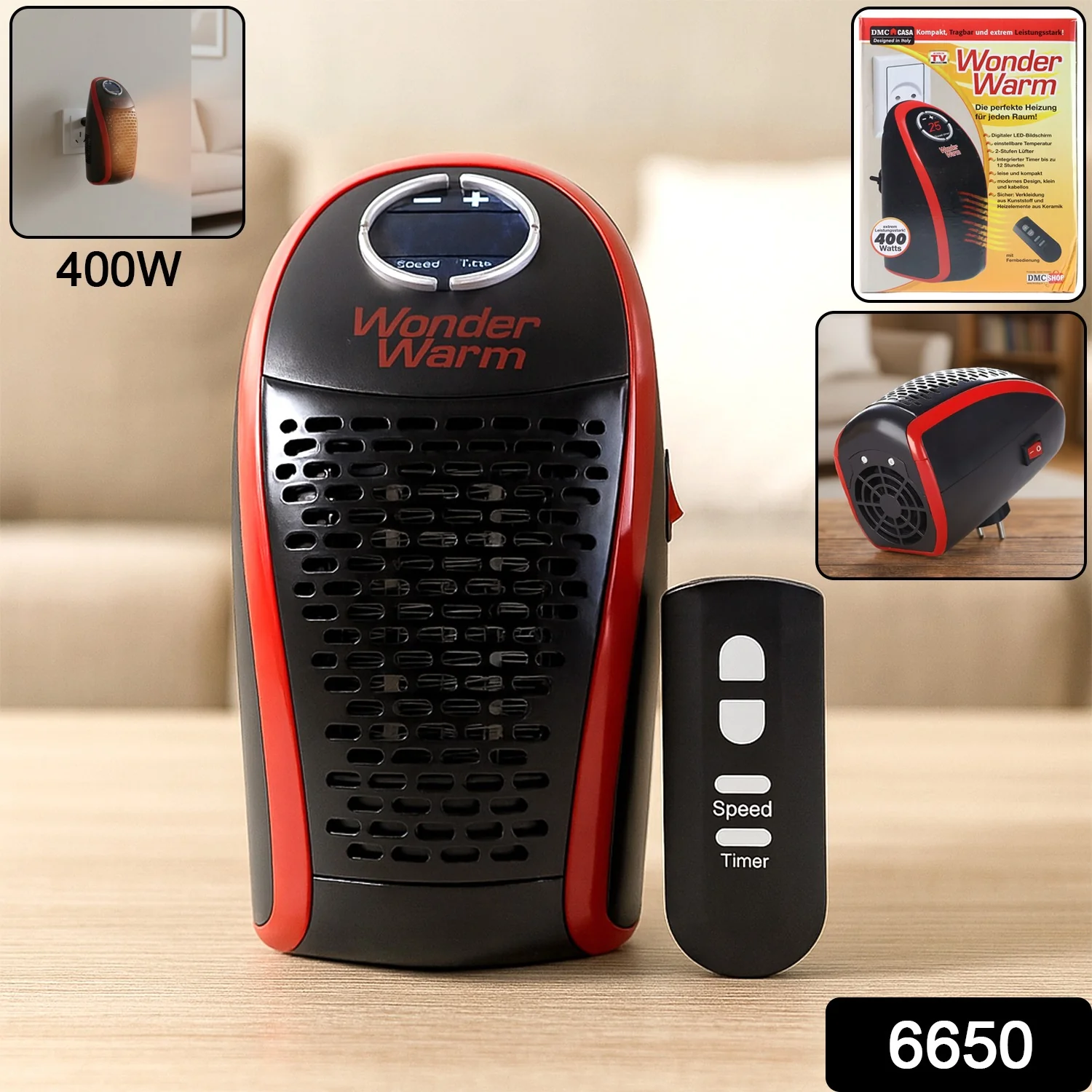 400W Wall Plug Room Heater – Compact Heating with Remote Control - Image 2