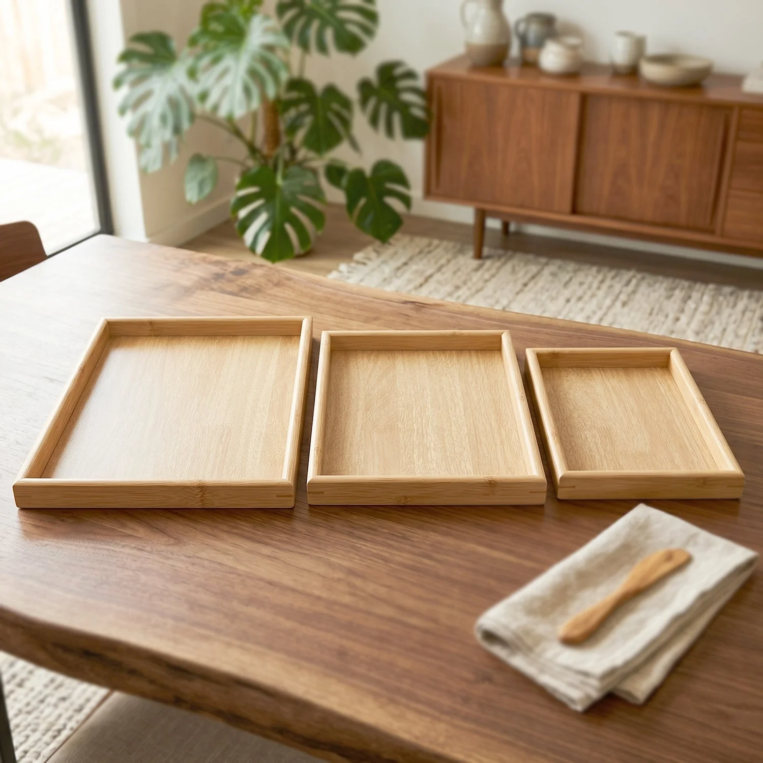 Wooden Finish Multipurpose Serving Tray Set – Stylish & Durable - Image 3