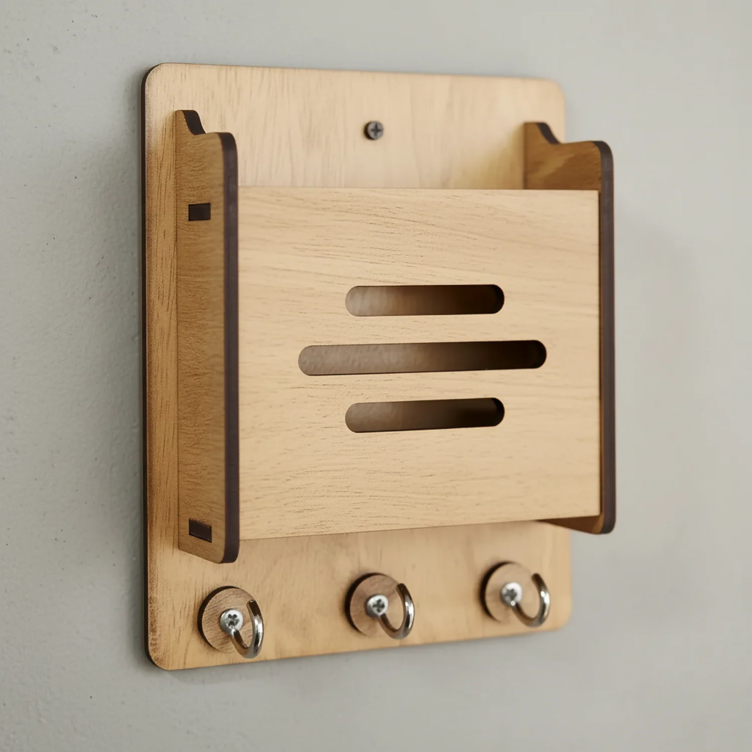 Wooden Key Holder with Mobile Stand – Minimalist Entryway Organizer - Image 6