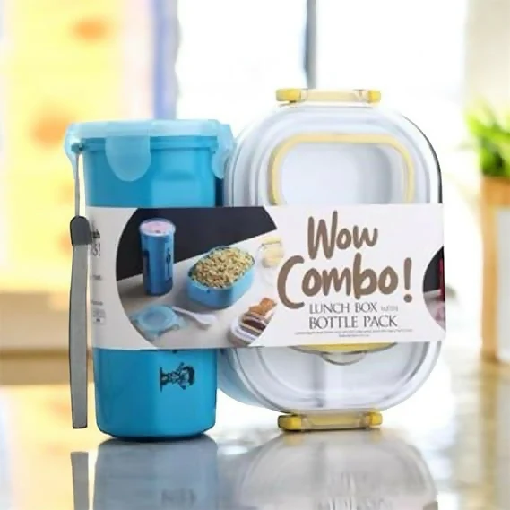 Lunch Box & Water Bottle Set – Clear Airtight Two-Tier Combo - Image 2