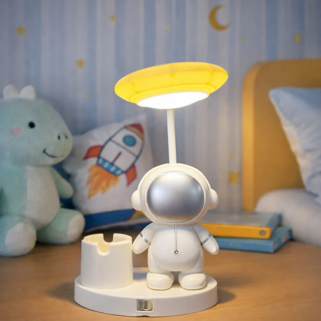 Astronaut LED Desk Lamp with Pen Holder – Soft Light for Kids & Study - Image 2