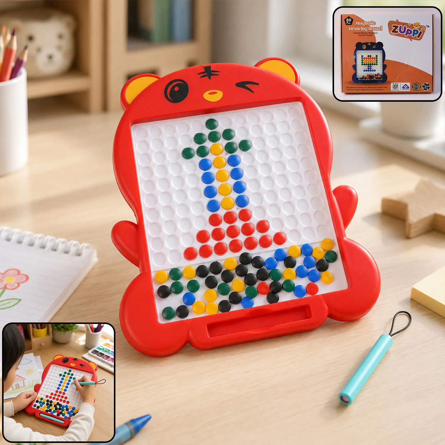 Zuppi Tiger Magnetic Drawing Board – Creative Pixel Art Toy for Kids - Image 6